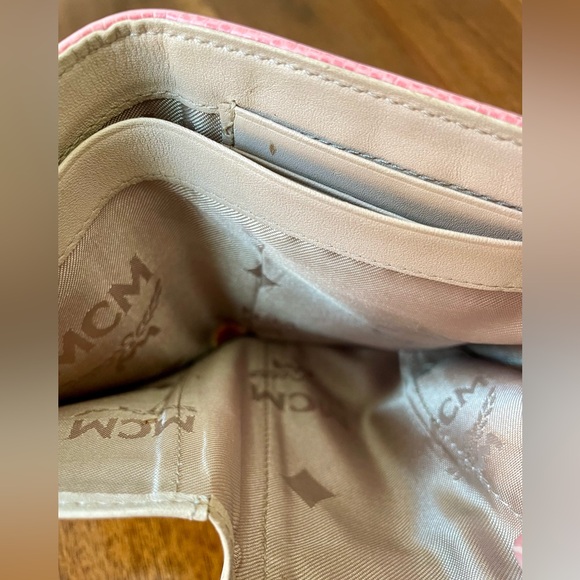 MCM Visetos Studded Trifold Wallet Paste Pink Purple - Picture 10 of 14